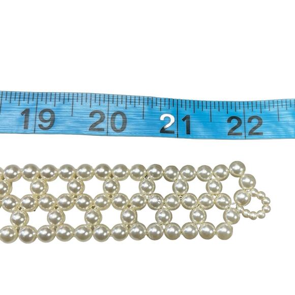 Beaded Chokers (2) Stretchy Weaved Faux Pearls & Small Purple Glass Bead Stand - Picture 6 of 13